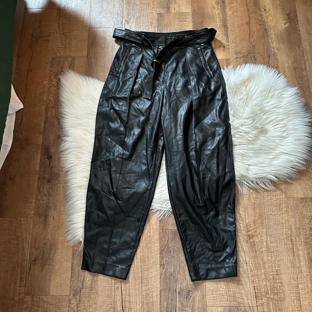 ARITZIA Babaton Vegan Leather Trousers In Black - Picture 6 of 6